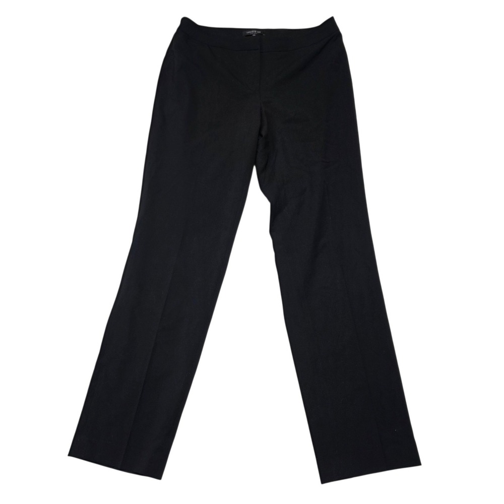 Lafayette 148 New York Pants Women 10 Black Wool Blend Straight Leg Trousers